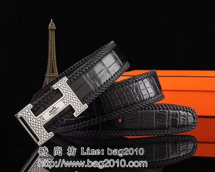 愛馬仕HERMES 海外代購最熱系列 鴕鳥皮紋 高端男士皮帶 HHG1668